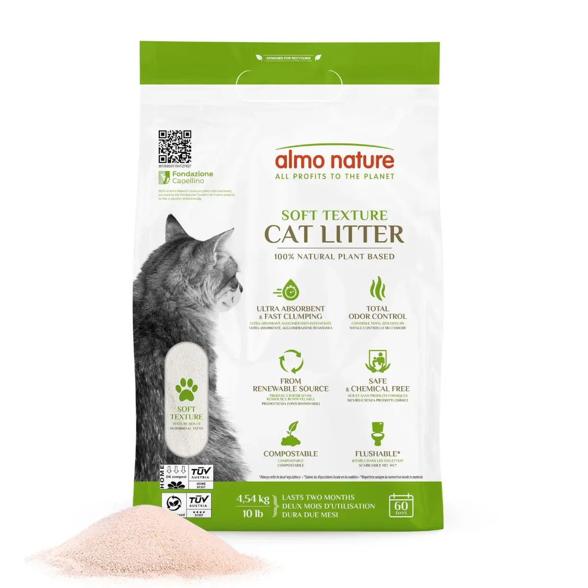Almo Nature Soft Texture Cat Litter 4.54 kg (10 lb) | Plant-Based Clumping Odor Control - main product image