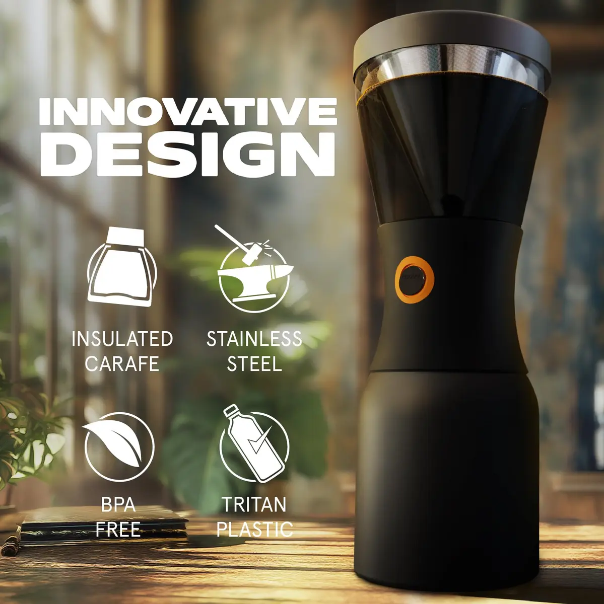 asobu Cold Brew Coffee Maker, Award-Winning 40oz Insulated Cold Brew Brewer with Portable Stainless Steel Carafe – No.1 Europe Coffee Fest Winner, Leakproof, BPA-Free, Keeps Cold 24H - view 5