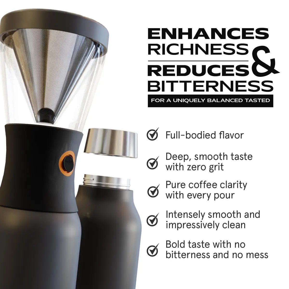 asobu Cold Brew Coffee Maker, Award-Winning 40oz Insulated Cold Brew Brewer with Portable Stainless Steel Carafe – No.1 Europe Coffee Fest Winner, Leakproof, BPA-Free, Keeps Cold 24H - view 6
