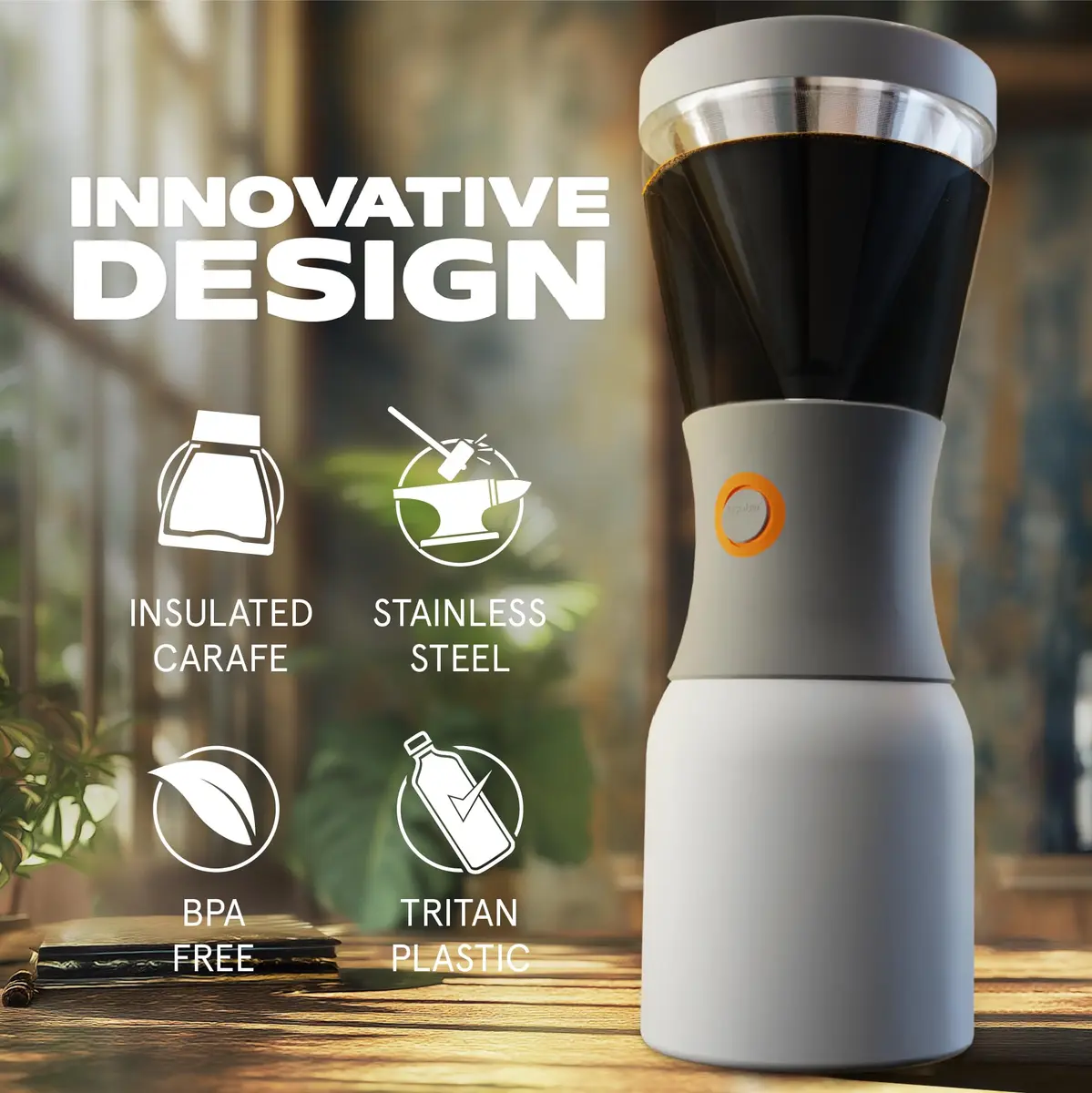 asobu Cold Brew Coffee Maker 40oz | Award-Winning Portable Insulated Brewer with Stainless Steel Carafe - view 5