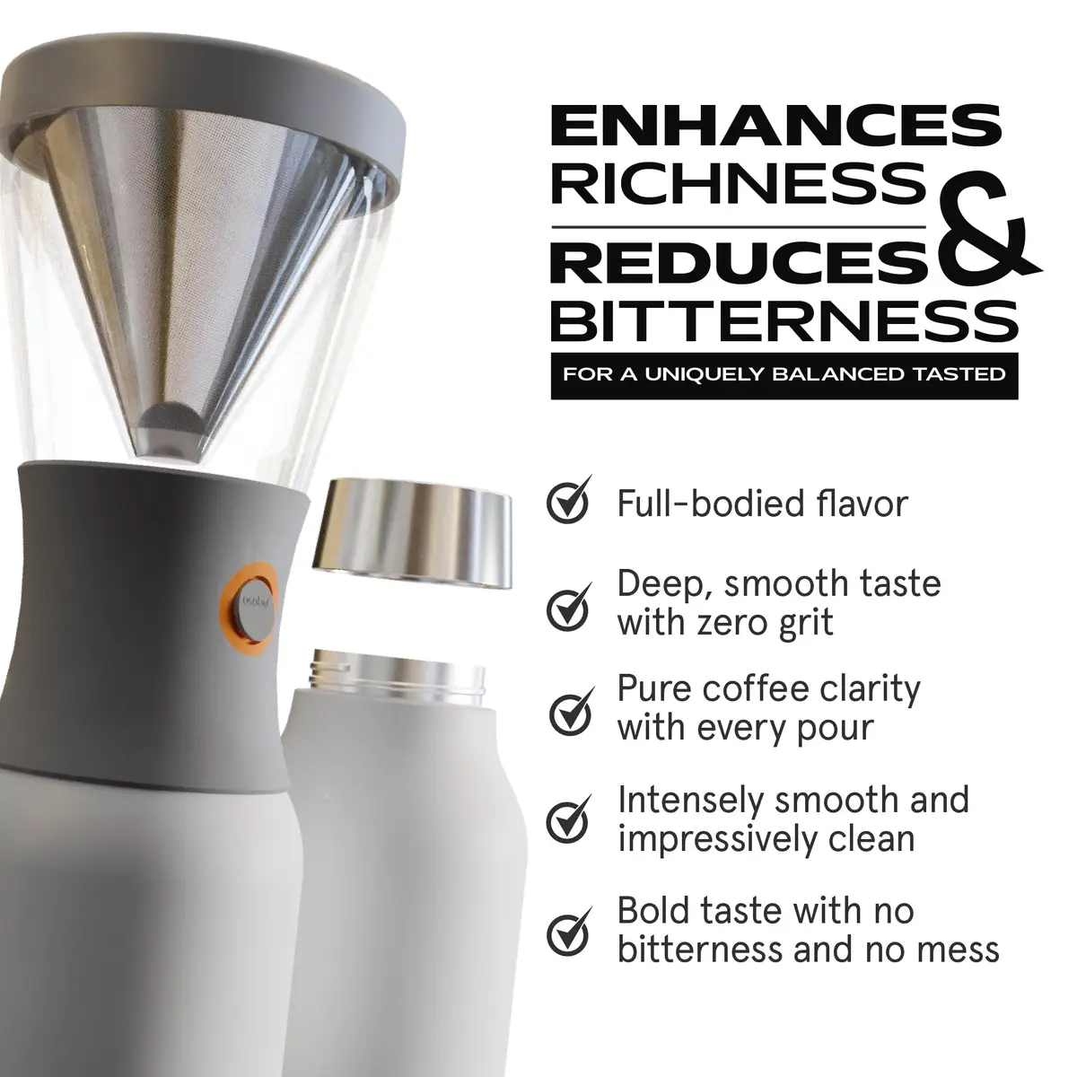 asobu Cold Brew Coffee Maker 40oz | Award-Winning Portable Insulated Brewer with Stainless Steel Carafe - view 6