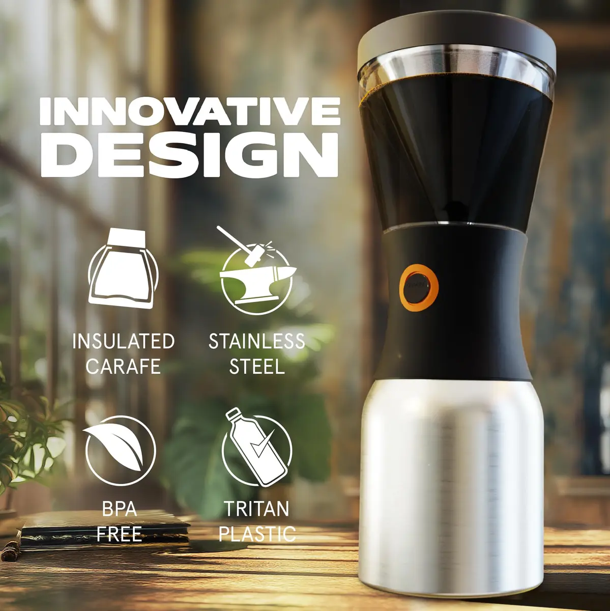 asobu Cold Brew Coffee Maker 40oz | Award-Winning Insulated Cold Brewer with Stainless Steel Carafe - view 5