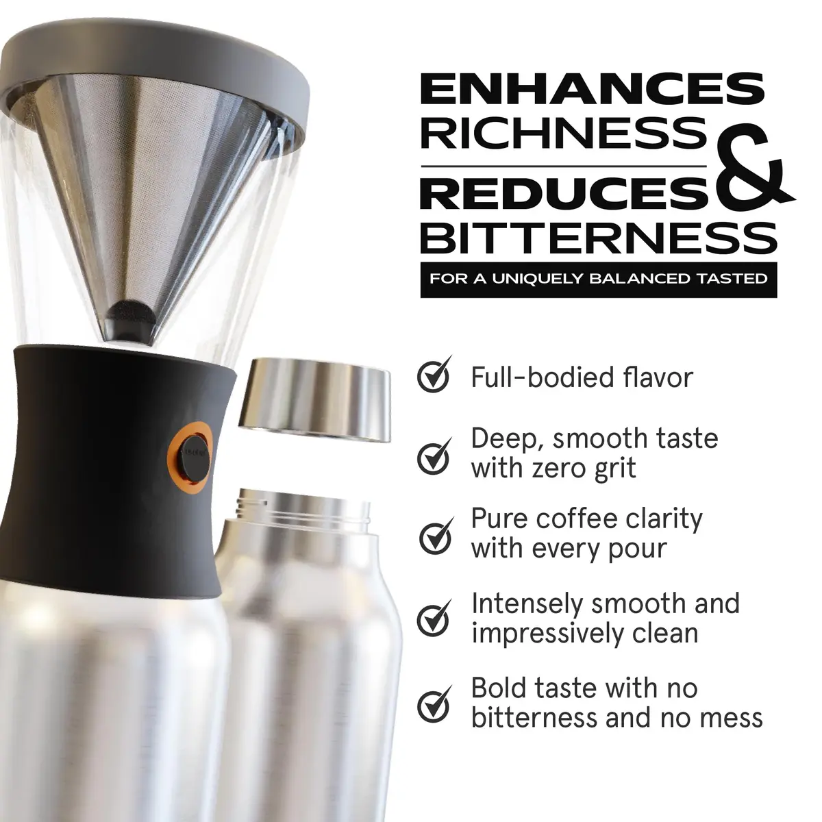 asobu Cold Brew Coffee Maker 40oz | Award-Winning Insulated Cold Brewer with Stainless Steel Carafe - view 6