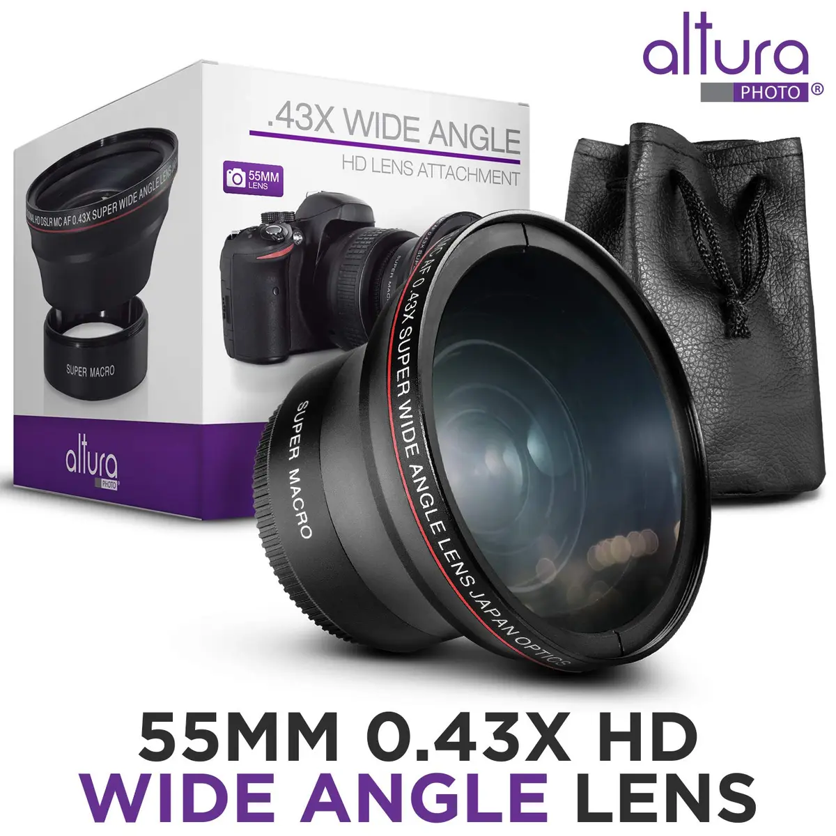 Altura Photo 55mm Wide Angle Lens with Macro | 0.43x Expansion for Nikon & Sony Cameras - view 4