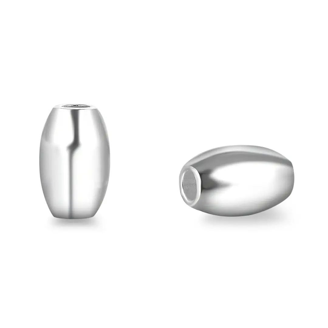 Adabele Sterling Silver Beads 20pcs 8mm Oval Rice | Hypoallergenic Jewelry Components - main product image