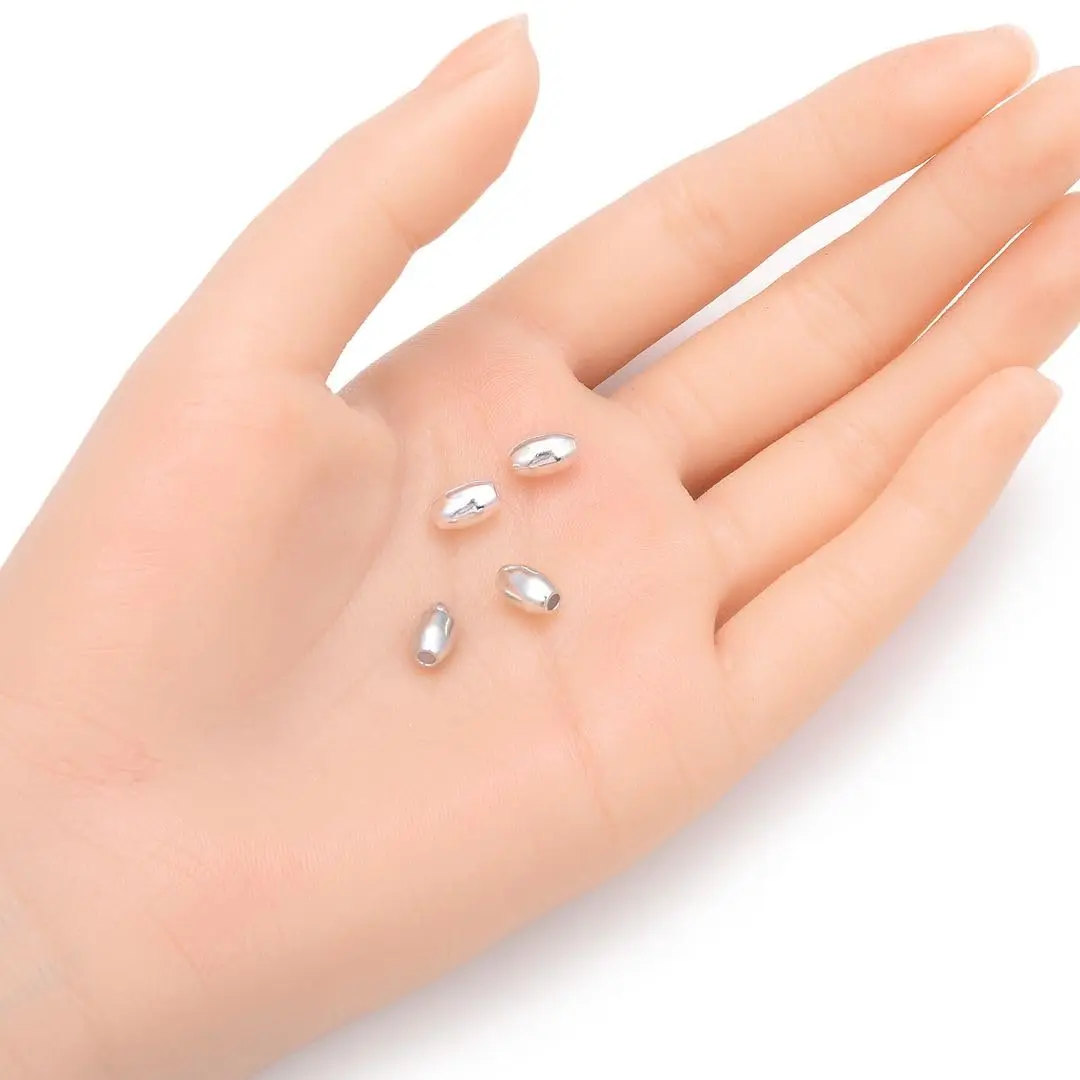 Adabele Sterling Silver Beads 20pcs 8mm Oval Rice | Hypoallergenic Jewelry Components - view 2
