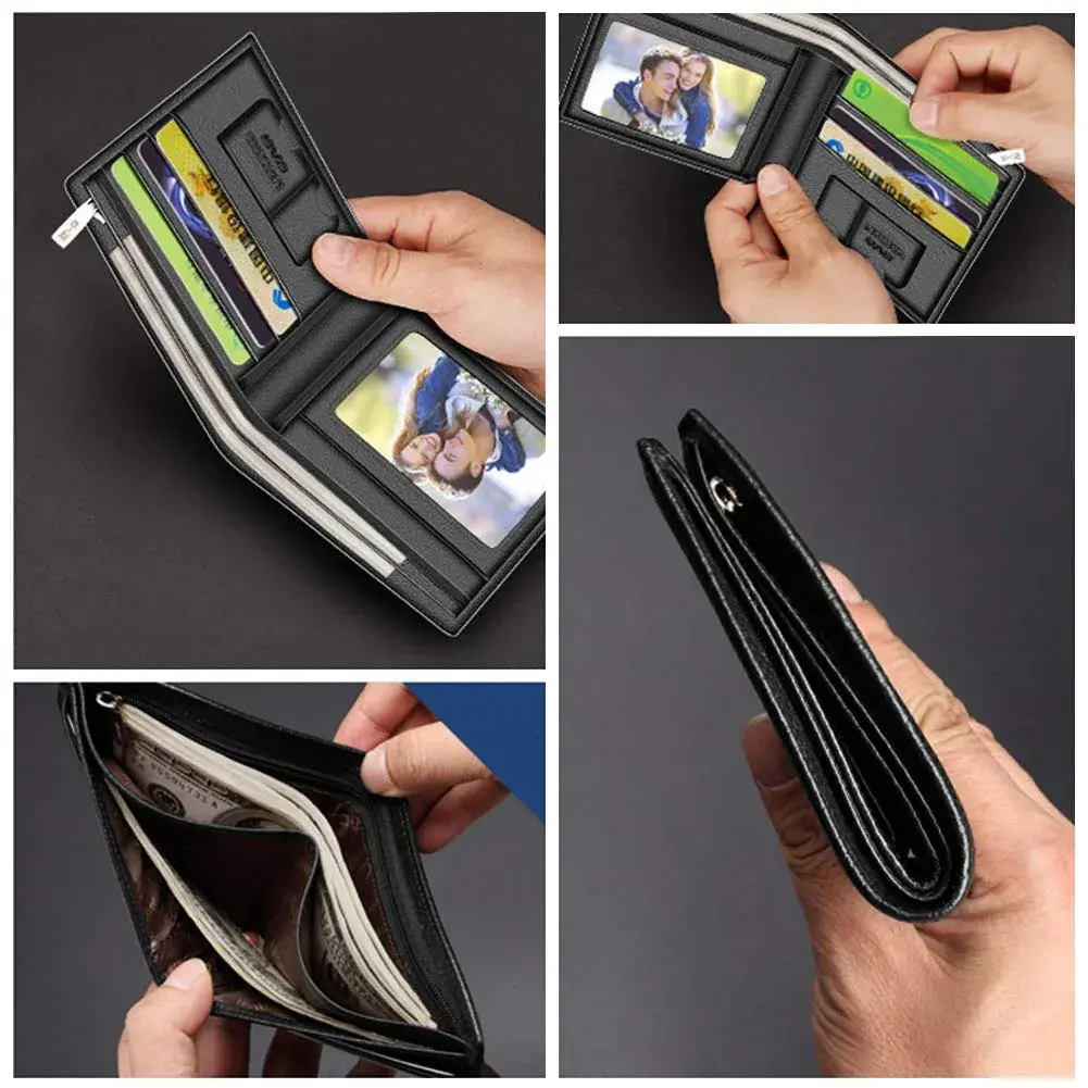 LAORENTOU Genuine Leather Bifold Wallet for Men | Slim Design with Zipper Coin Pocket - view 5