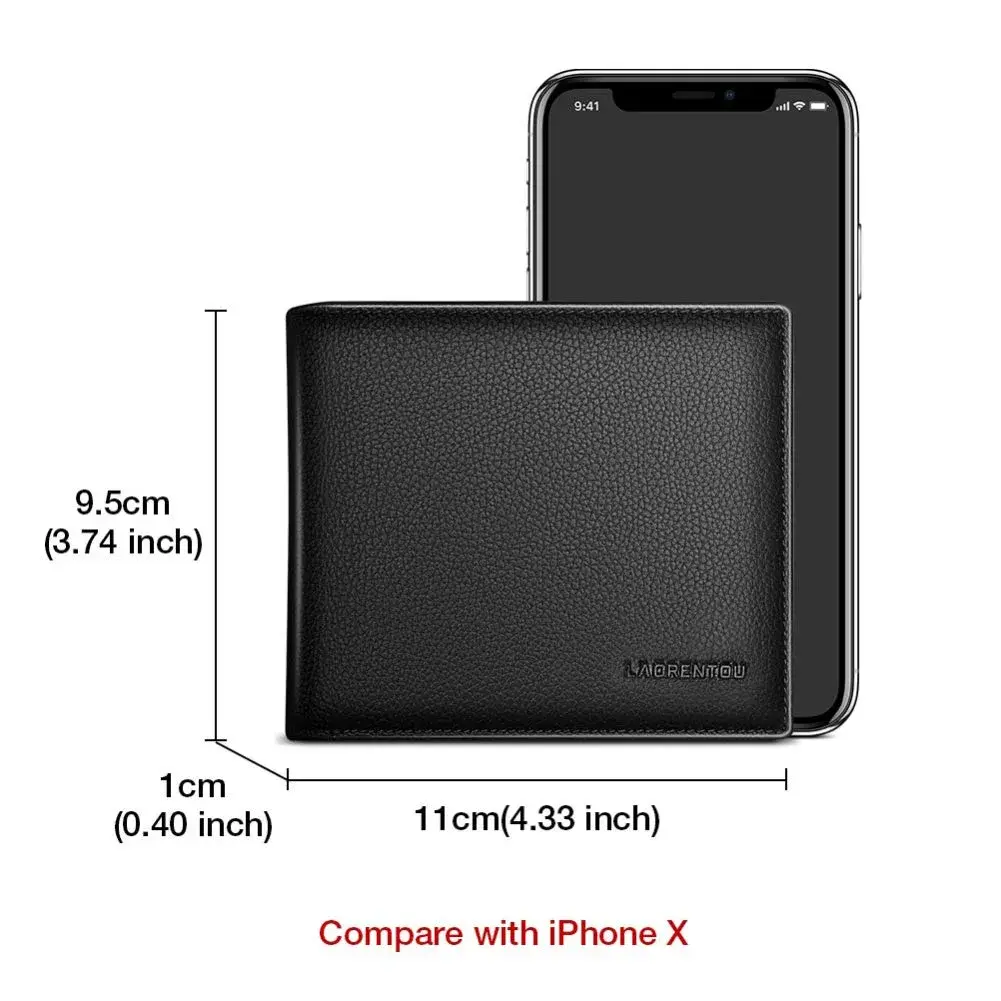 LAORENTOU Genuine Leather Bifold Wallet for Men | Slim Design with Zipper Coin Pocket - view 2