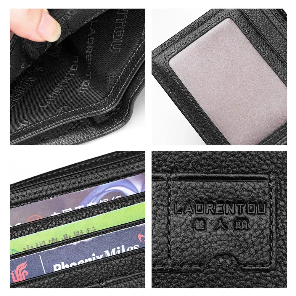 LAORENTOU Genuine Leather Bifold Wallet for Men | Slim Design with Zipper Coin Pocket - view 4