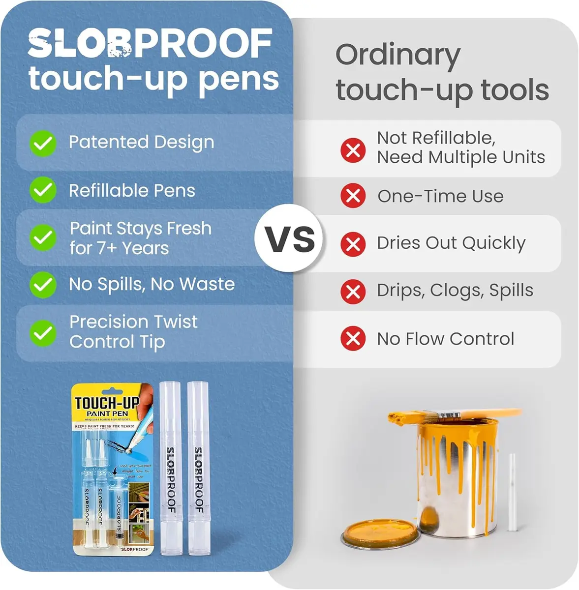 Slobproof Refillable Touch-Up Paint Pen 50ml (1.7 Fl Oz) 5-Pack | Precision Brush Tip for Walls & Furniture - view 6