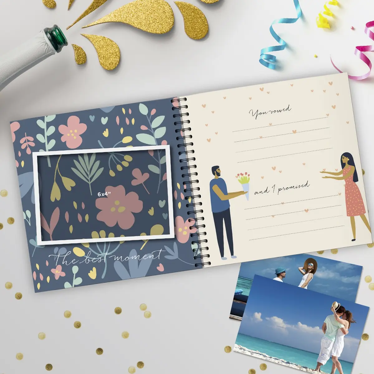 Pillow & Toast Honeymoon Travel Journal 8 x 8 inches | Memory Album for Couples & Anniversary - view 5
