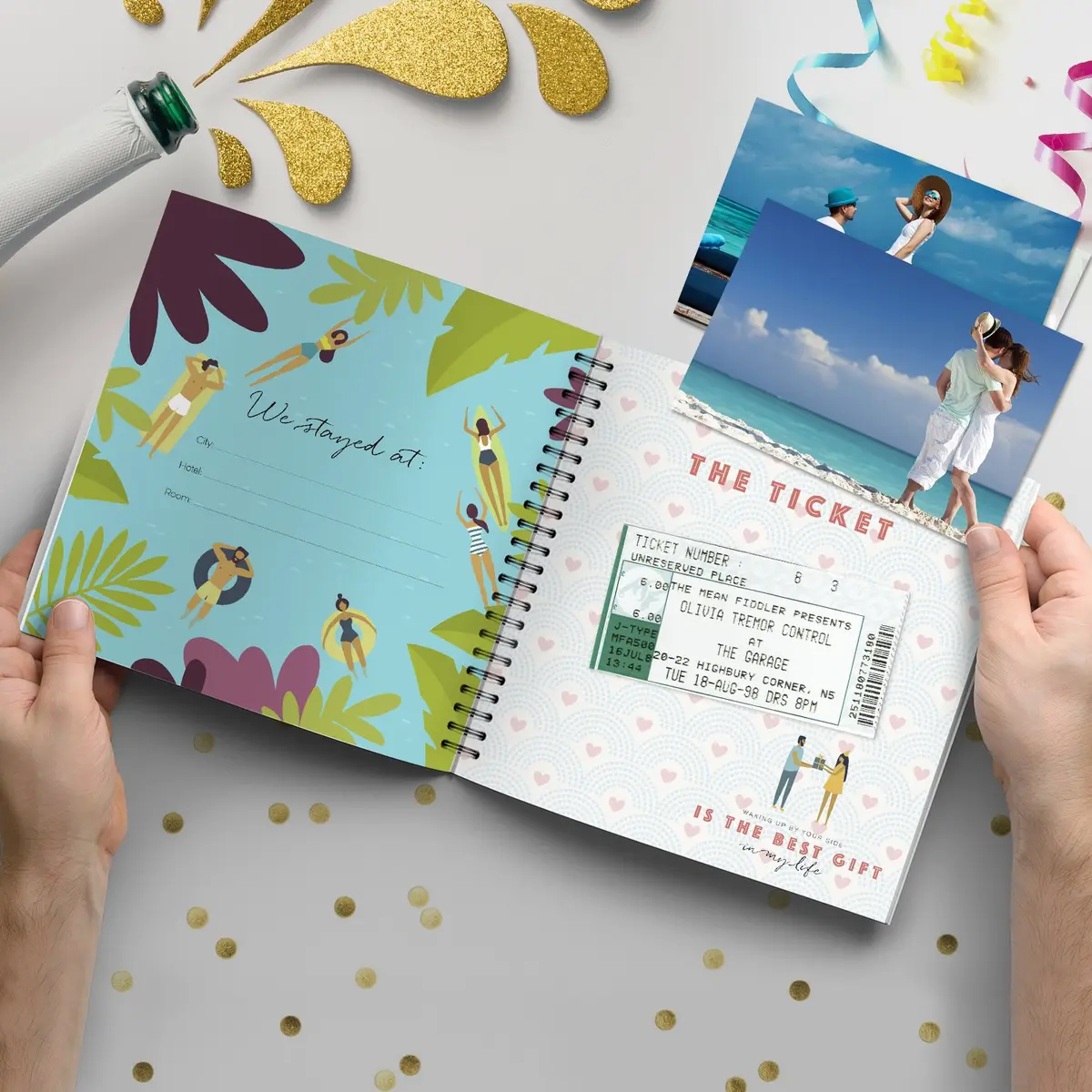 Pillow & Toast Honeymoon Travel Journal 8 x 8 inches | Memory Album for Couples & Anniversary - view 3
