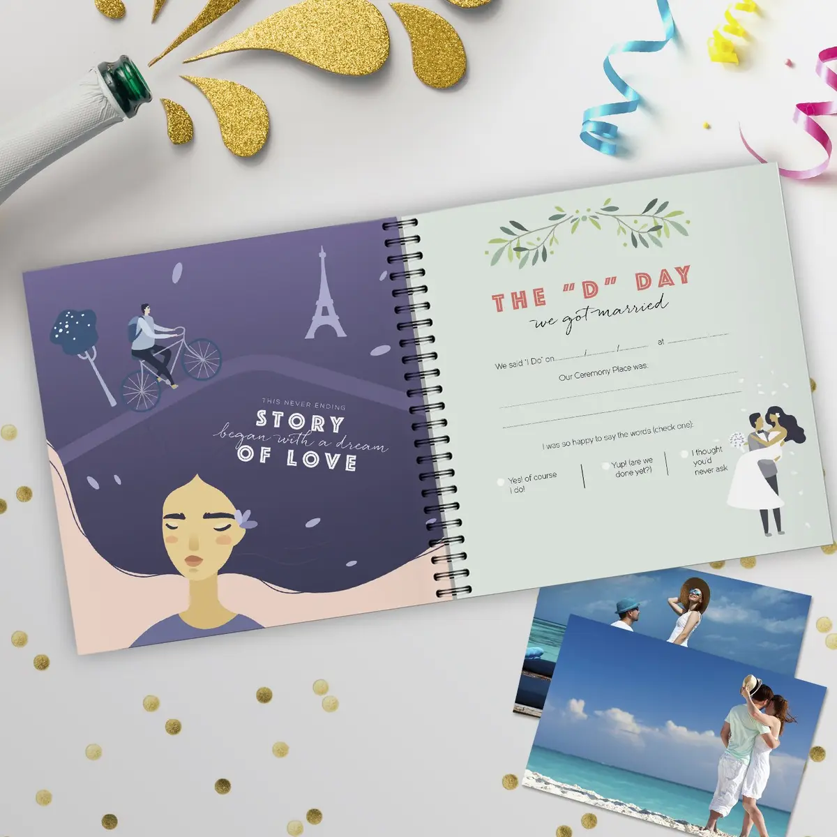 Pillow & Toast Honeymoon Travel Journal 8 x 8 inches | Memory Album for Couples & Anniversary - view 4