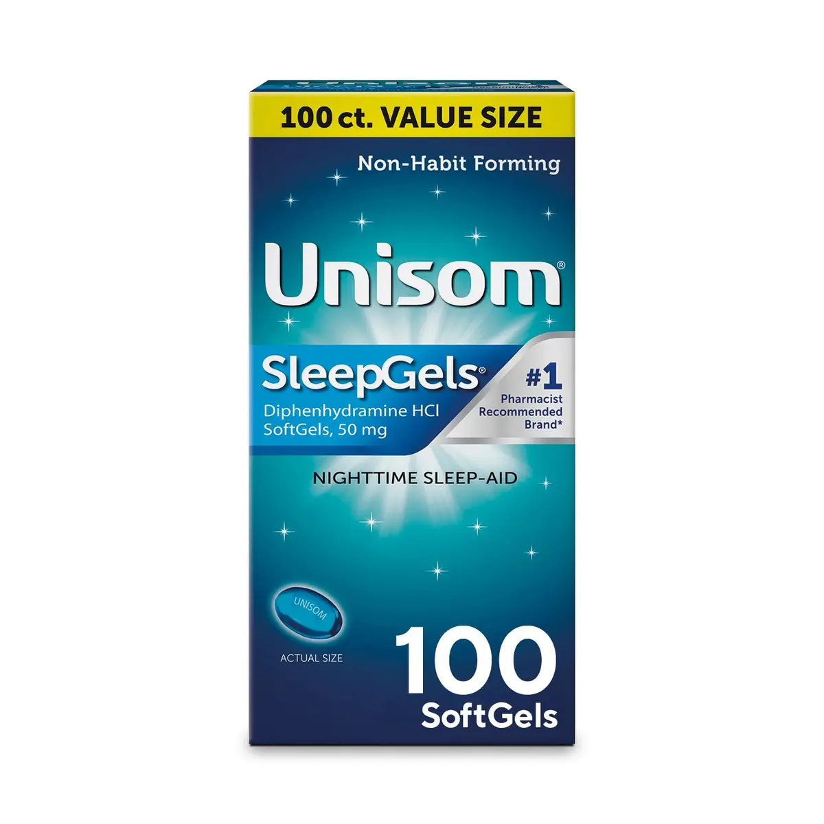 Unisom SleepGels Nighttime Sleep Aid Capsules 50mg | Non-Habit-Forming Sleep Support for Adults - main product image