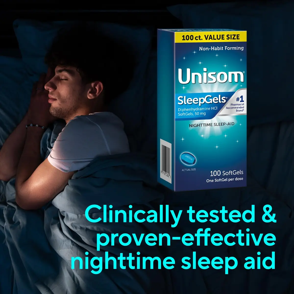 Unisom SleepGels Nighttime Sleep Aid Capsules 50mg | Non-Habit-Forming Sleep Support for Adults - view 8