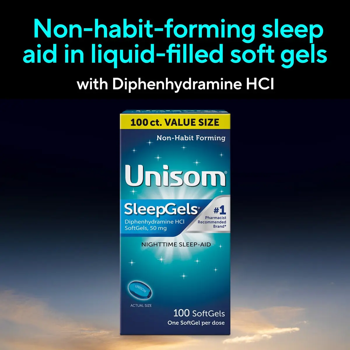 Unisom SleepGels Nighttime Sleep Aid Capsules 50mg | Non-Habit-Forming Sleep Support for Adults - view 4