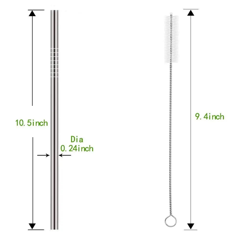 HuaQi Stainless Steel Drinking Straws 10.5'' | Reusable & Eco-Friendly (70-120 chars) - view 2