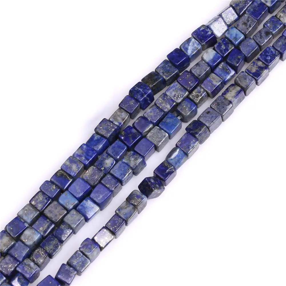 GEM-INSIDE CREATE YOUR OWN FASHION Lapis Lazuli Gemstone Beads 4mm Square | Natural Energy Power Beads for Jewelry Making - main product image