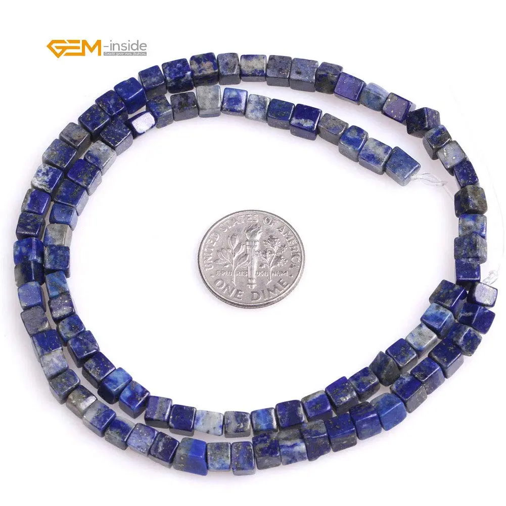 GEM-INSIDE CREATE YOUR OWN FASHION Lapis Lazuli Gemstone Beads 4mm Square | Natural Energy Power Beads for Jewelry Making - view 6