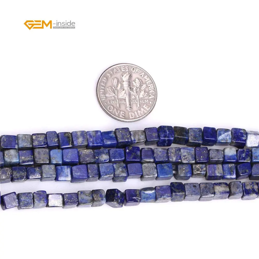 GEM-INSIDE CREATE YOUR OWN FASHION Lapis Lazuli Gemstone Beads 4mm Square | Natural Energy Power Beads for Jewelry Making - view 2