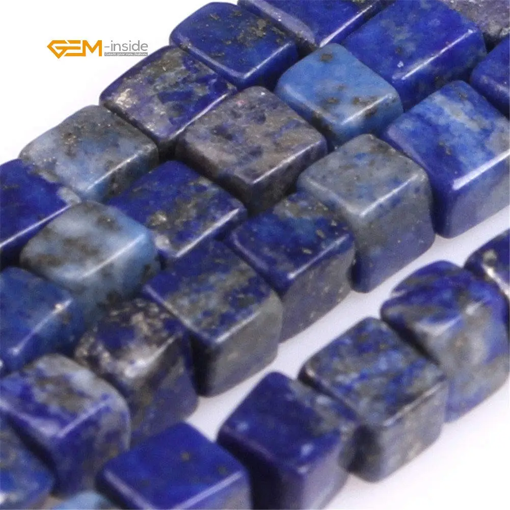 GEM-INSIDE CREATE YOUR OWN FASHION Lapis Lazuli Gemstone Beads 4mm Square | Natural Energy Power Beads for Jewelry Making - view 3