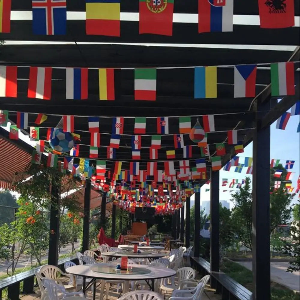 Anley 100 Countries String Flag, International Bunting Pennant Banner, Decoration for Grand Opening, Sports Bar, Party Events - 82 Feet 100 Flags | Vivid UV Fade-Resistant Polyester - view 6