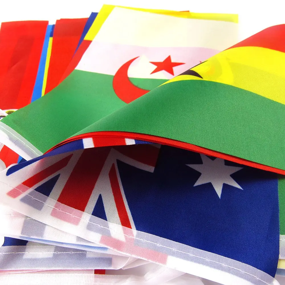 Anley 100 Countries String Flag, International Bunting Pennant Banner, Decoration for Grand Opening, Sports Bar, Party Events - 82 Feet 100 Flags | Vivid UV Fade-Resistant Polyester - view 2