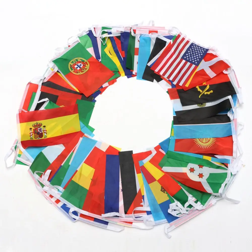 Anley 100 Countries String Flag, International Bunting Pennant Banner, Decoration for Grand Opening, Sports Bar, Party Events - 82 Feet 100 Flags | Vivid UV Fade-Resistant Polyester - view 3