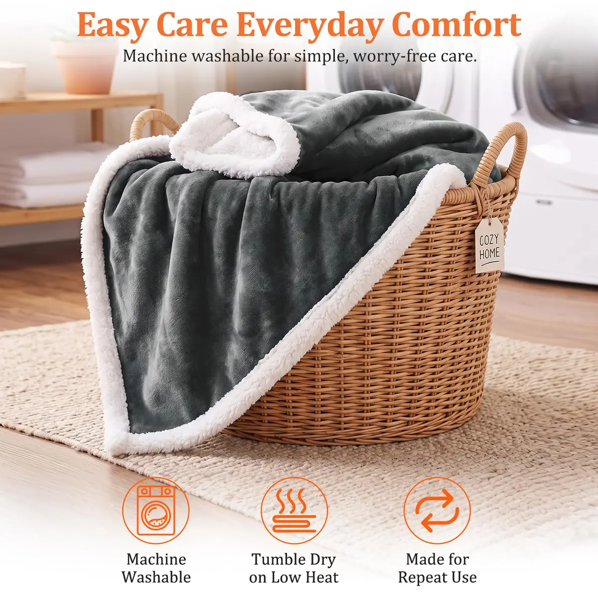 Catalonia Sherpa Wearable Blanket with Sleeves and Pocket | Cozy Adult Throw with Sleeves, 72" x 55" - view 8