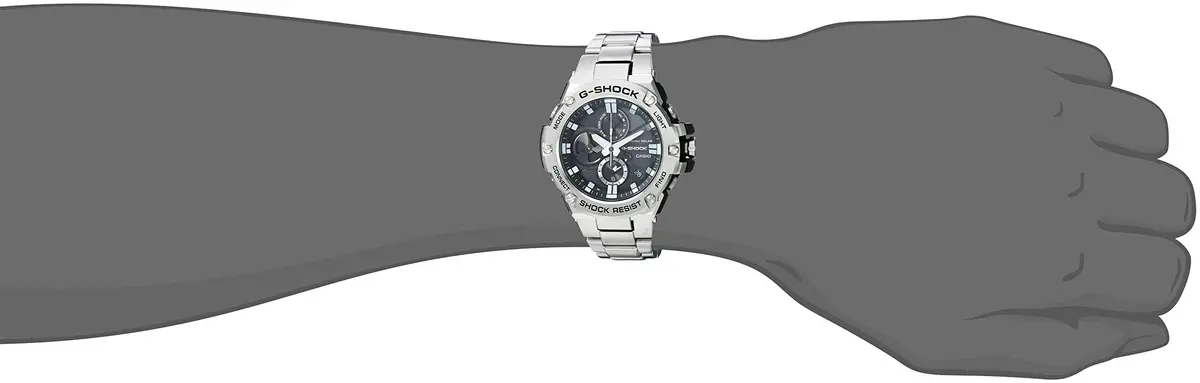Casio G-Shock GST-B100D-1ACR Analog Quartz Watch 53.8mm Silver | Shock Resistant & Bluetooth - view 2