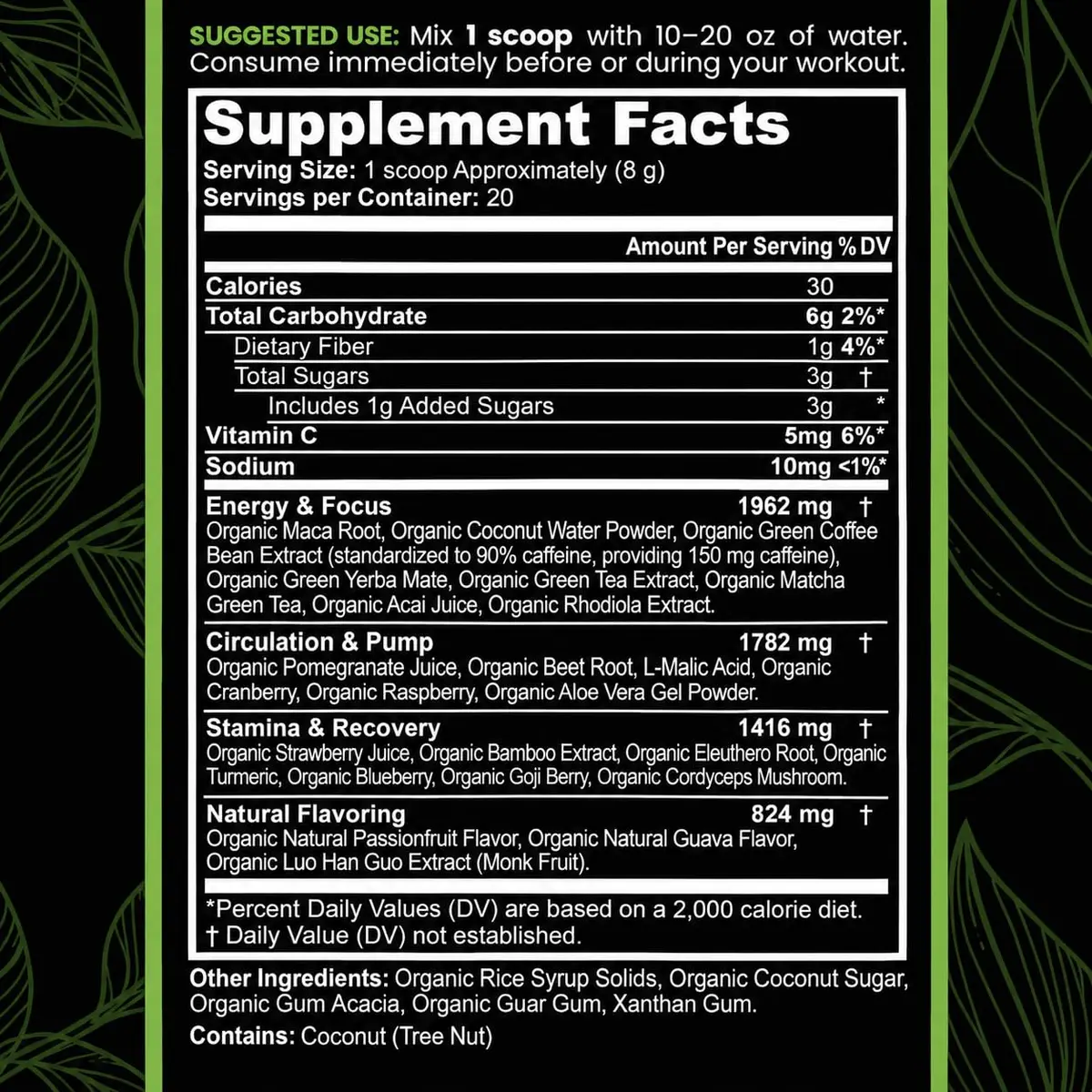 Organic Muscle Pre Workout Powder, Passionfruit Guava | USDA Organic, Vegan, Low Caffeine for Endurance - view 3