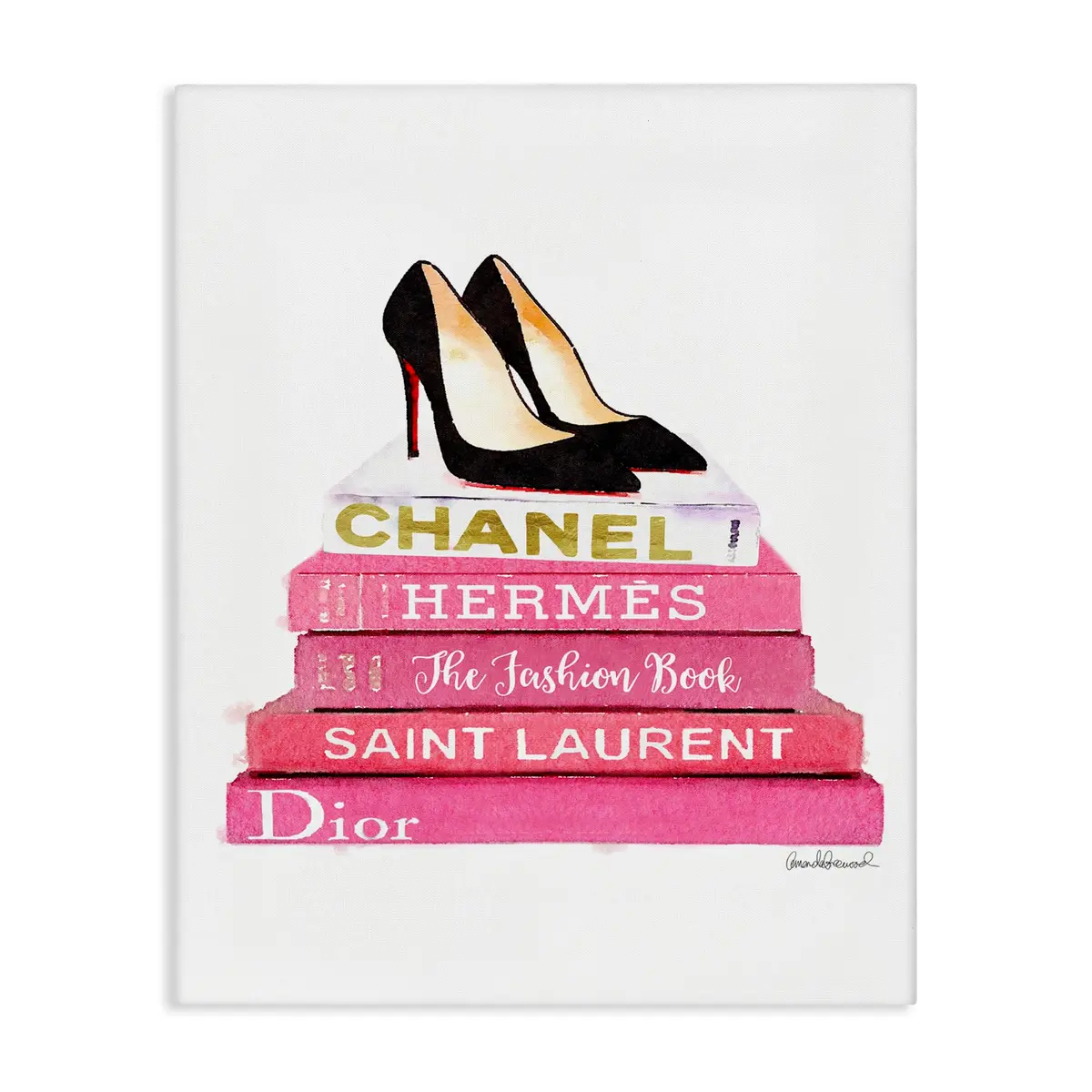 Stupell Industries Glam Pink Wall Art 16 x 20 Inch Canvas | Fashion Books & Pump Heels - main product image