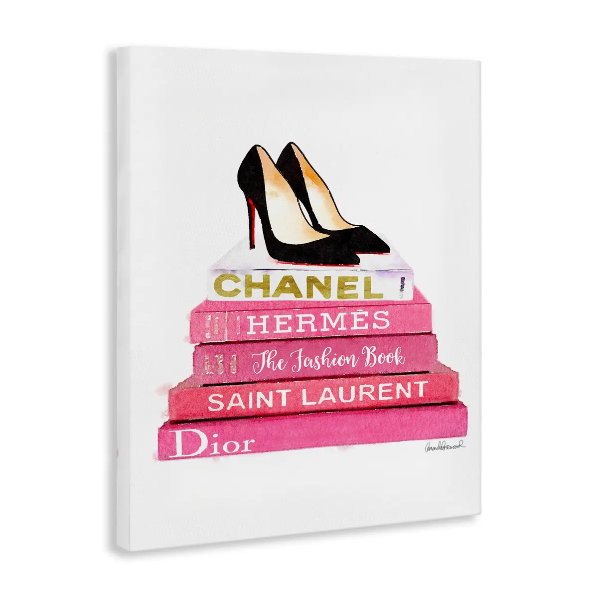 Stupell Industries Glam Pink Wall Art 16 x 20 Inch Canvas | Fashion Books & Pump Heels - view 2