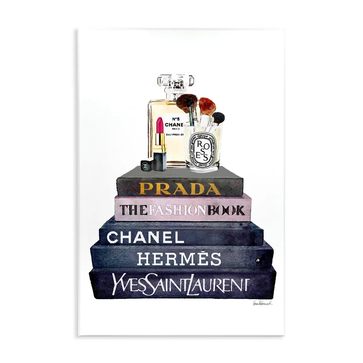 Stupell Industries Wall Plaque Art Glam Fashion Books | Ready to Hang, 15"L x 10"W, Made in USA - main product image