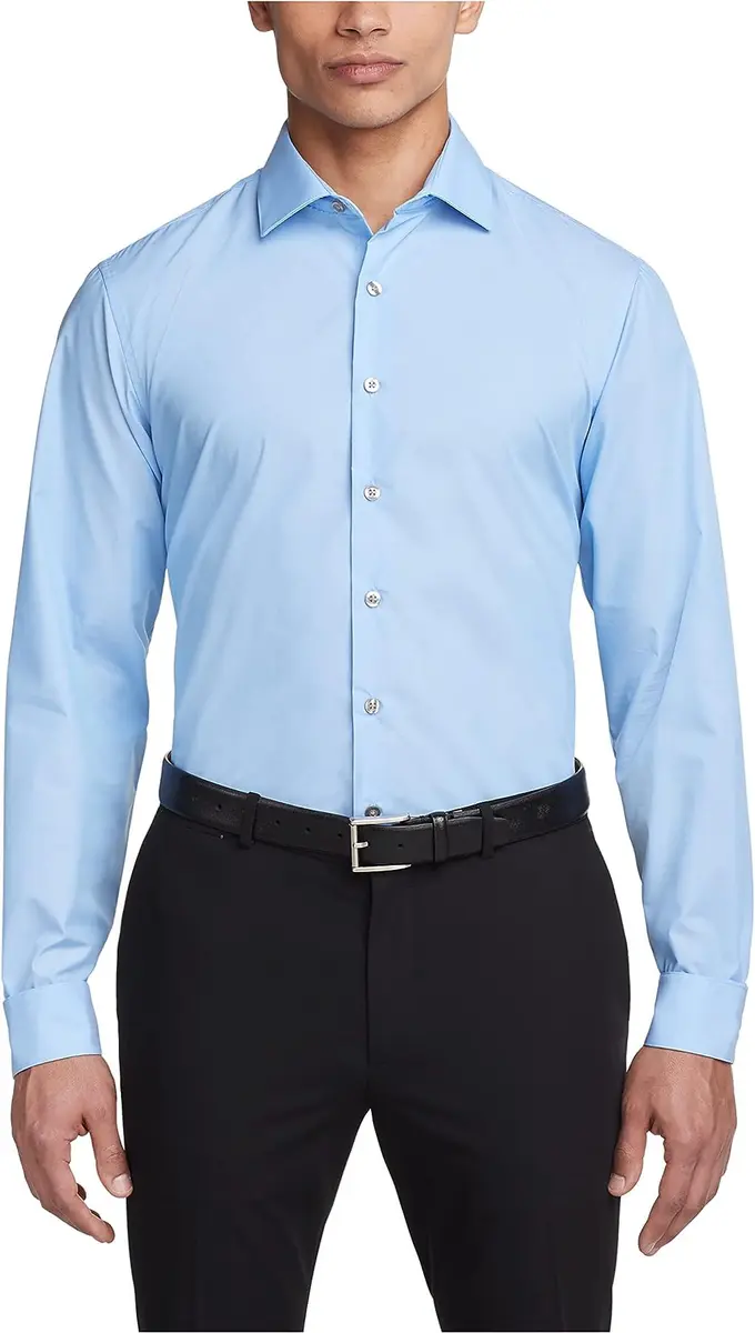 Kenneth Cole Unlisted Men's Dress Shirt Slim Fit Solid Light Blue 17"-17.5" Neck 36"-37" Sleeve - main product image