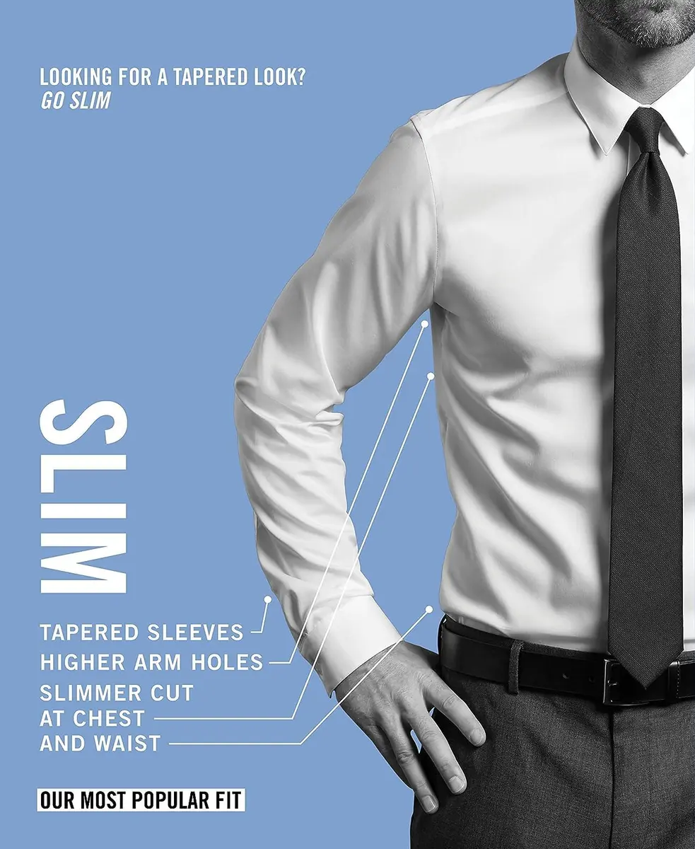 Kenneth Cole Unlisted Men's Dress Shirt Slim Fit Solid Light Blue 17"-17.5" Neck 36"-37" Sleeve - view 5