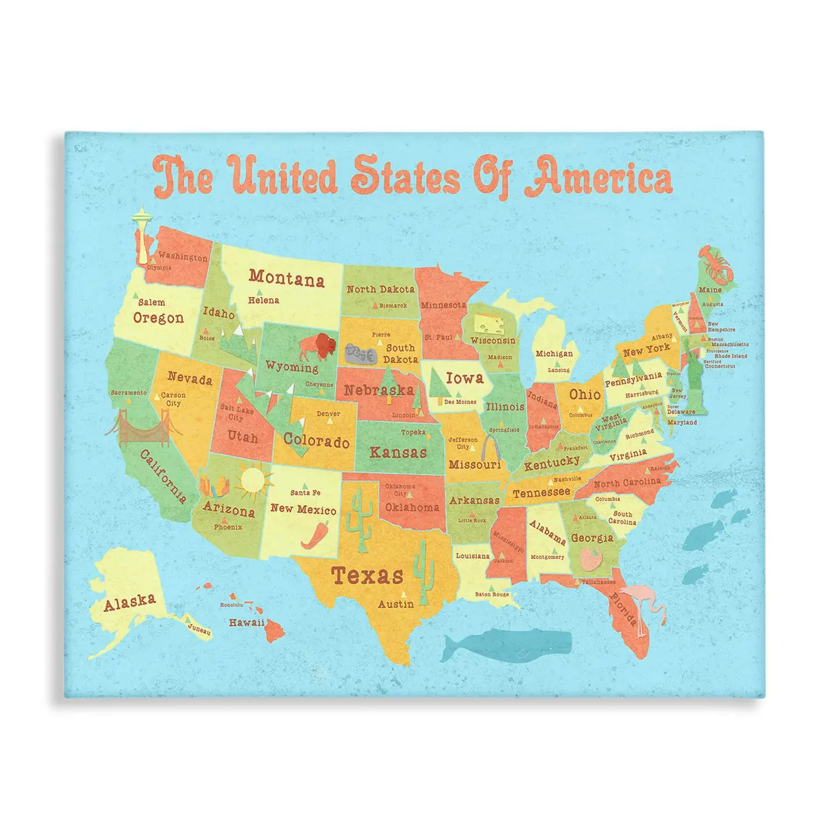 Stupell Industries USA Kids Map Comic Canvas Wall Art 30"L x 24"W | Ready to Hang, Made in USA - main product image
