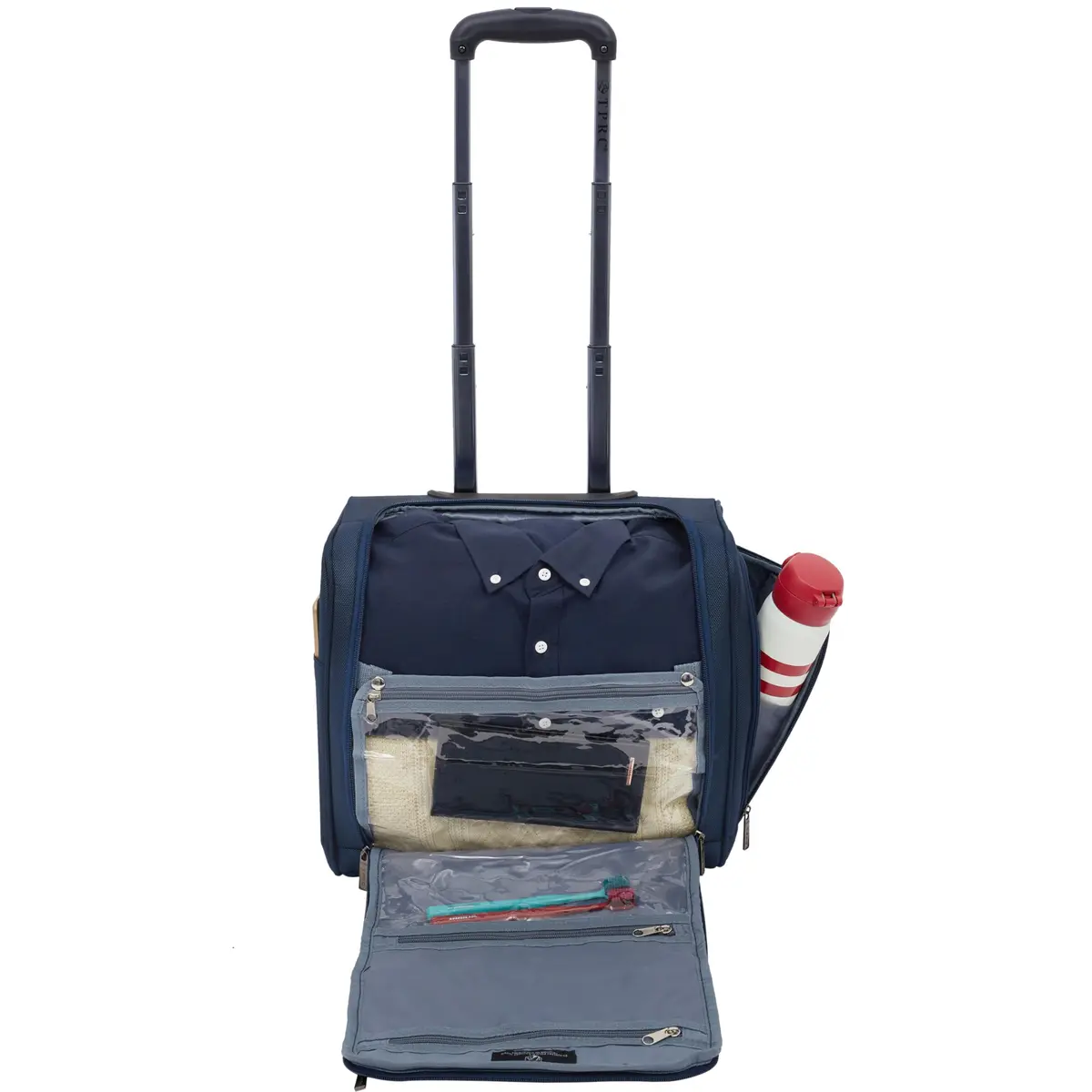 TPRC 15" Smart Underseat Carry-On Luggage with USB Charging Port, Navy Blue | Compact Airline-Approved Travel Bag - view 5