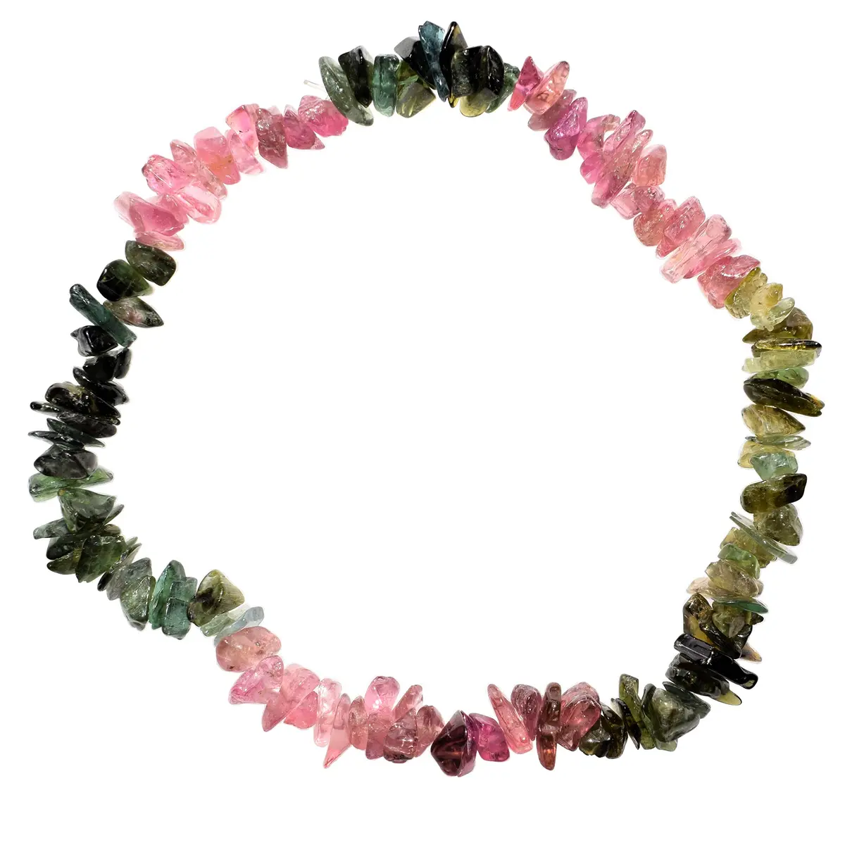 Zenergy Gems CHARGED Rainbow Tourmaline Crystal Chip Stretchy Bracelet 7.1in | Reduce Stress & Tension - main product image