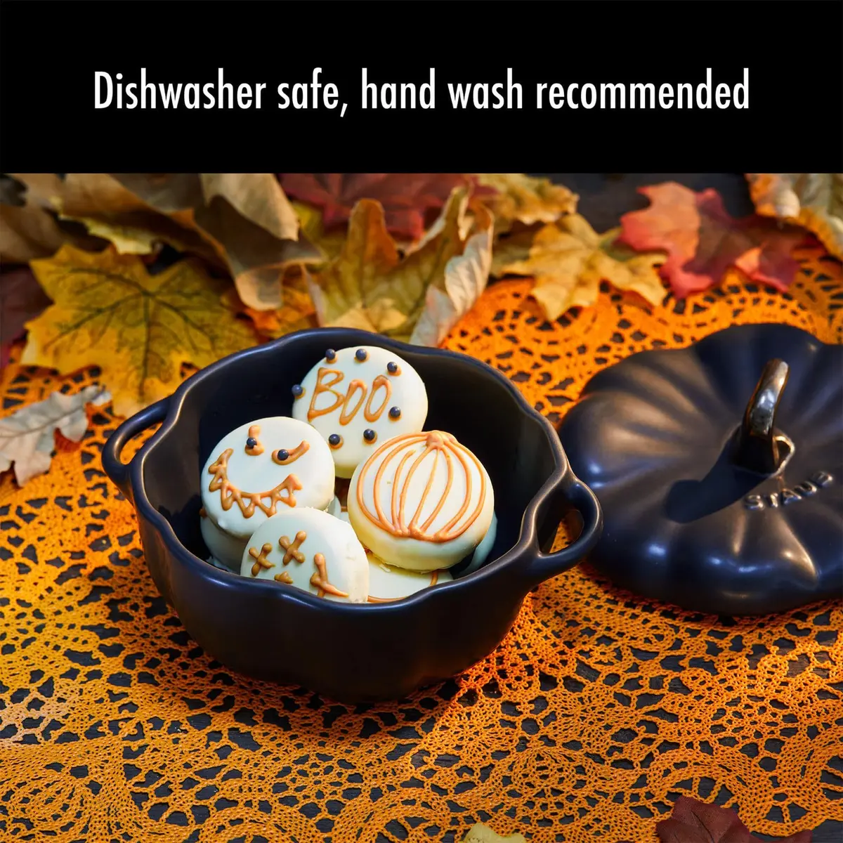 STAUB Ceramic 0.5-qt Petite Ceramic Pumpkin | Oven & Stove Safe up to 572°F, Decorative Pumpkin Dish - view 10