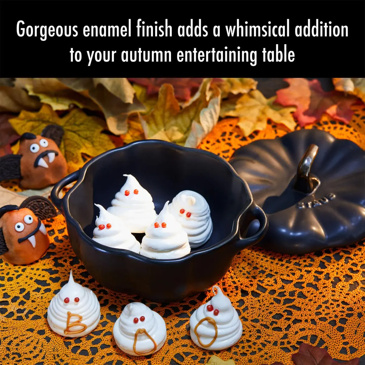 STAUB Ceramic 0.5-qt Petite Ceramic Pumpkin | Oven & Stove Safe up to 572°F, Decorative Pumpkin Dish - view 4