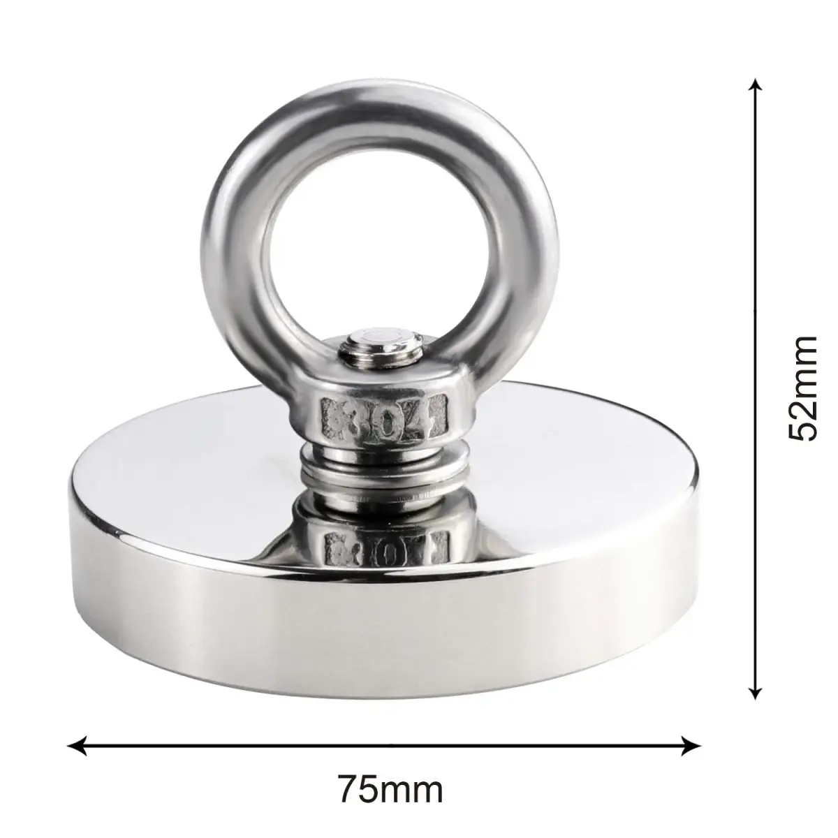 DIYMAG Fishing Magnet with Countersunk Hole 75mm (2.95") 650 LBS Pulling Force | Heavy Duty Neodymium Rare Earth Magnet for Lifting and Retrieval - view 2
