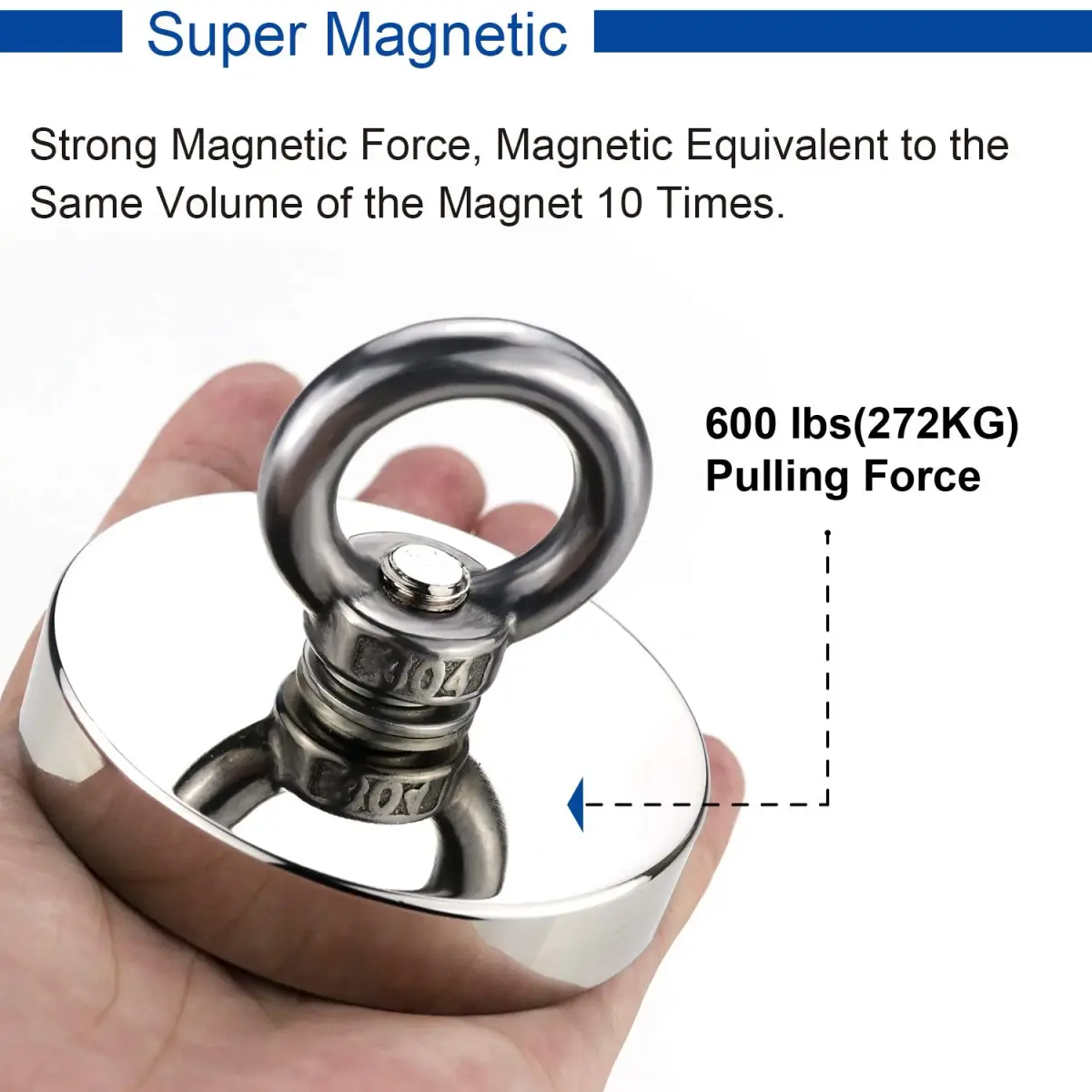 DIYMAG Fishing Magnet with Countersunk Hole 75mm (2.95") 650 LBS Pulling Force | Heavy Duty Neodymium Rare Earth Magnet for Lifting and Retrieval - view 4