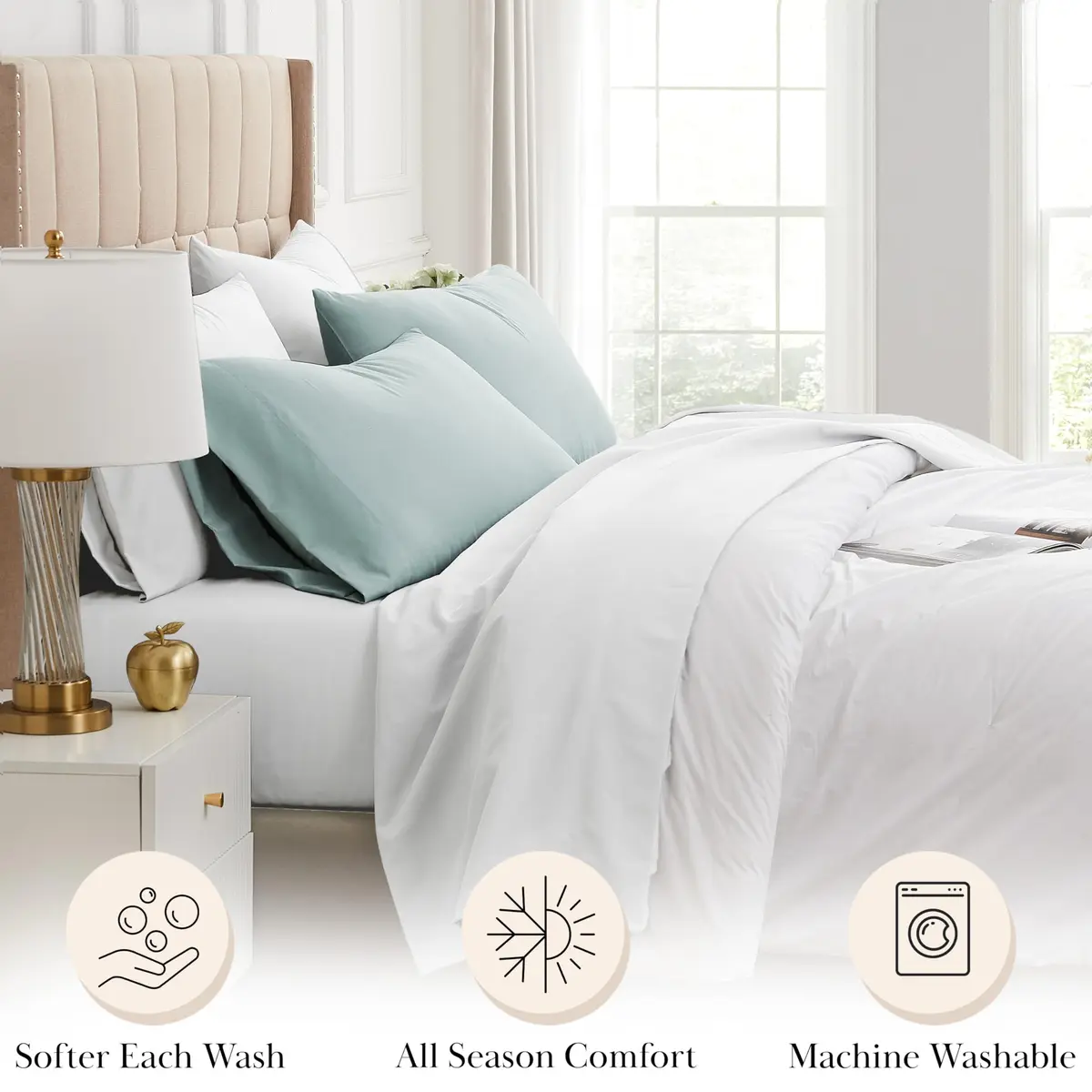 Southshore Fine Living 2-Piece King Ultra-Soft Pillow Cases, Sky Blue | Microfiber, Envelope Closure - view 2