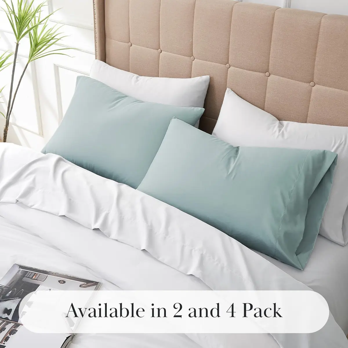 Southshore Fine Living 2-Piece King Ultra-Soft Pillow Cases, Sky Blue | Microfiber, Envelope Closure - view 4