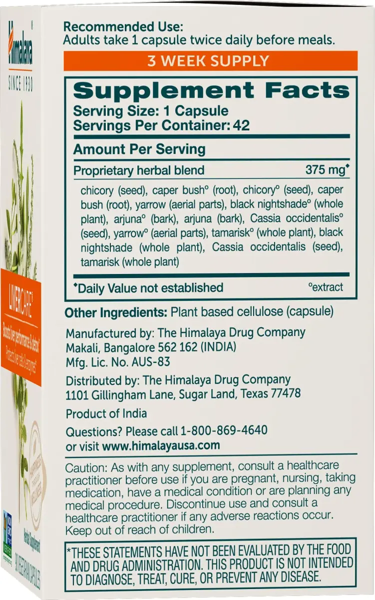 Himalaya LiverCare Herbal Liver Support Supplement 375 mg (42 Count) | Promotes Detox & Waste Elimination - view 2