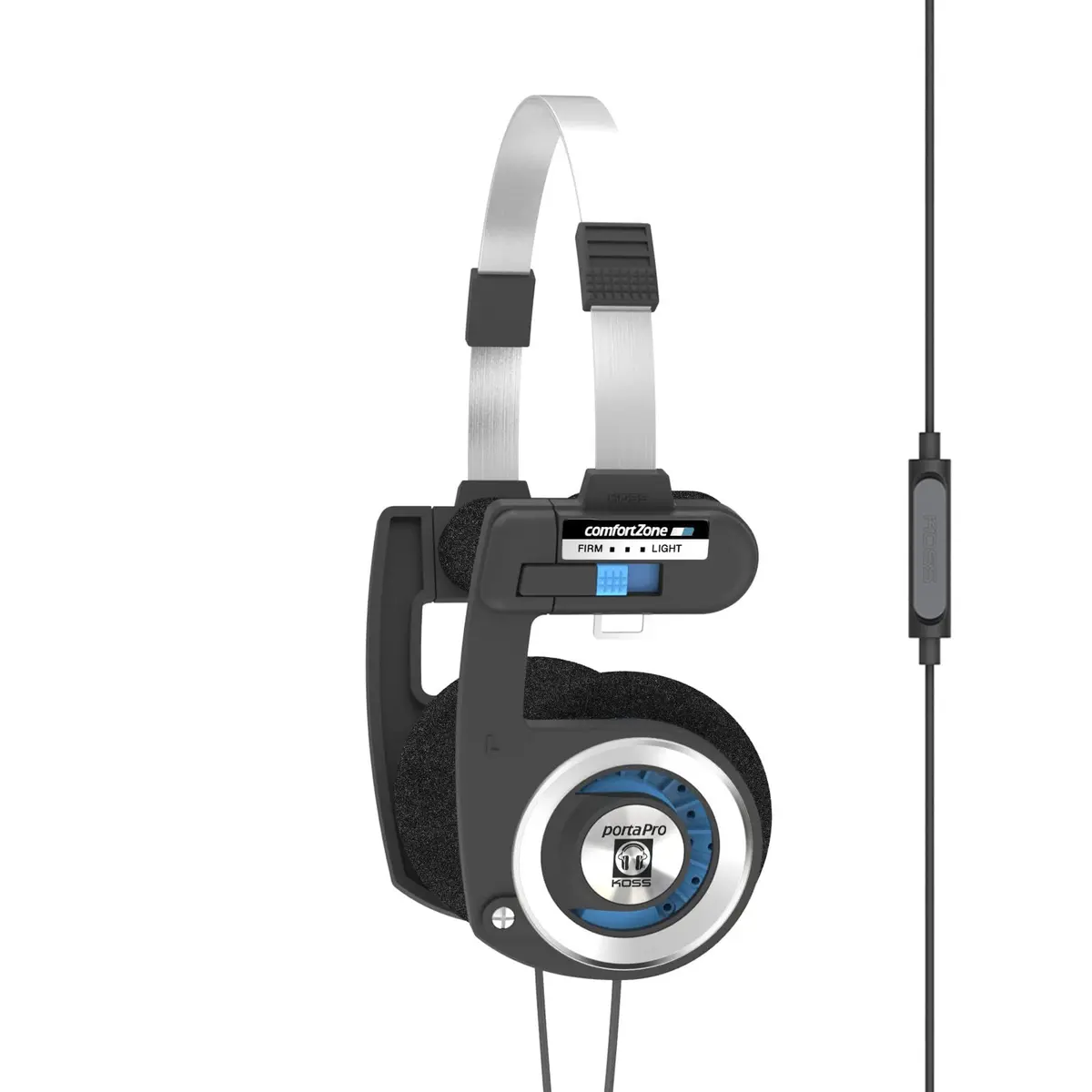 Koss Porta Pro with Microphone and Remote On-Ear Headphones | Wired Plug, Black/Silver - main product image