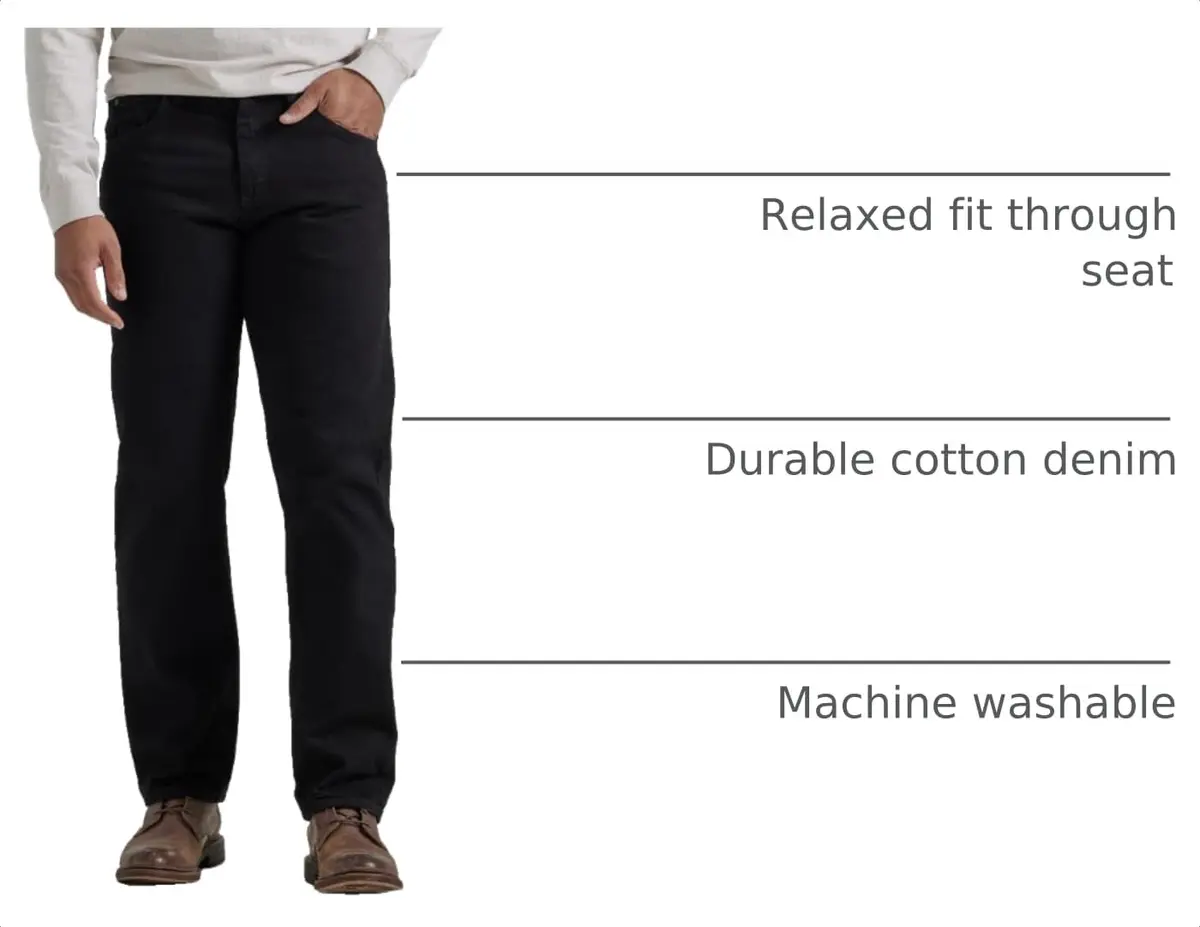 Wrangler Authentics Classic 5-Pocket Relaxed Fit Cotton Jean, Black, 32W x 30L | Imported for India - view 4