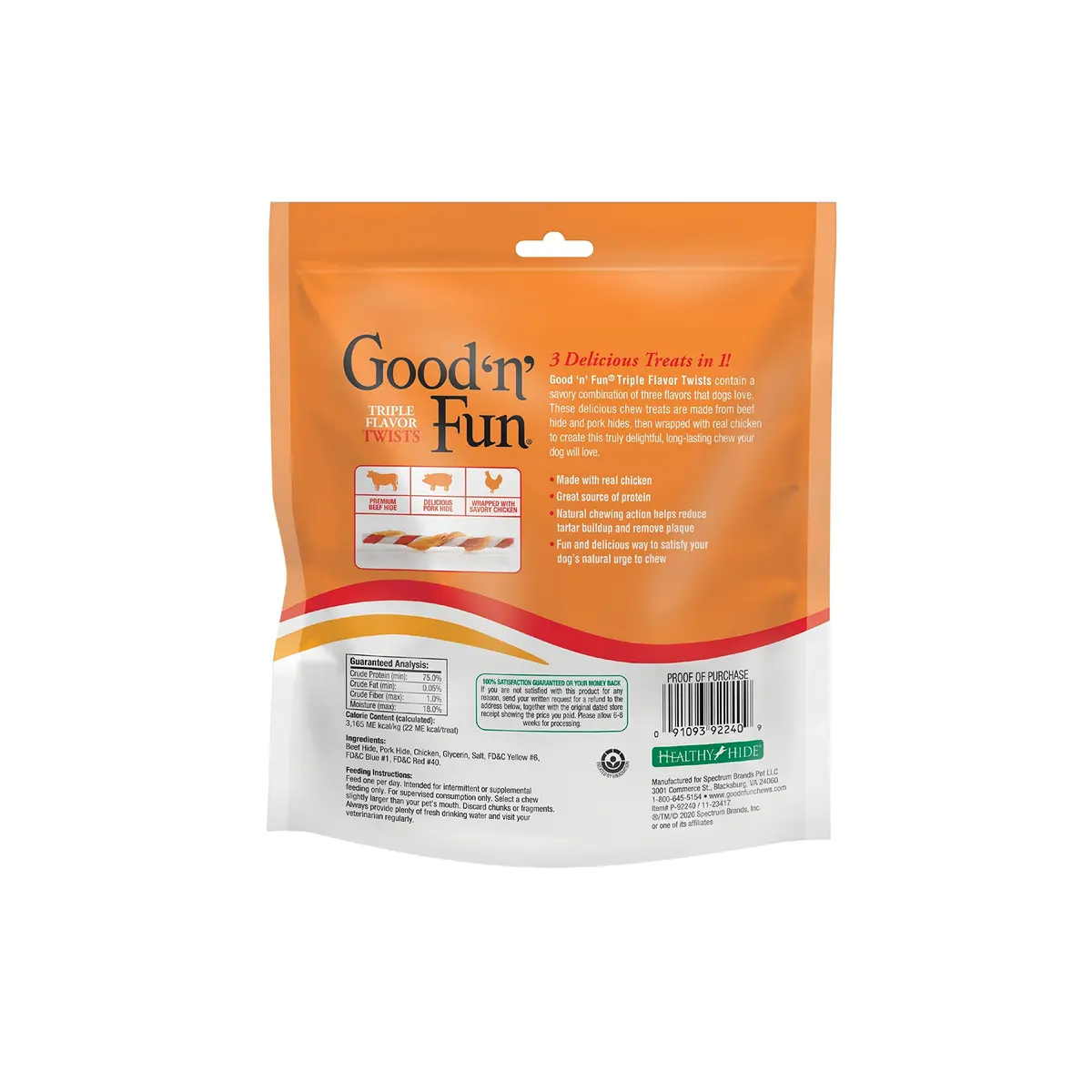 GOOD 'N' FUN Twists Long-Lasting Dog Treats 8.6 oz (12 Pack) | Triple Flavor Chews for Dental Health - view 2