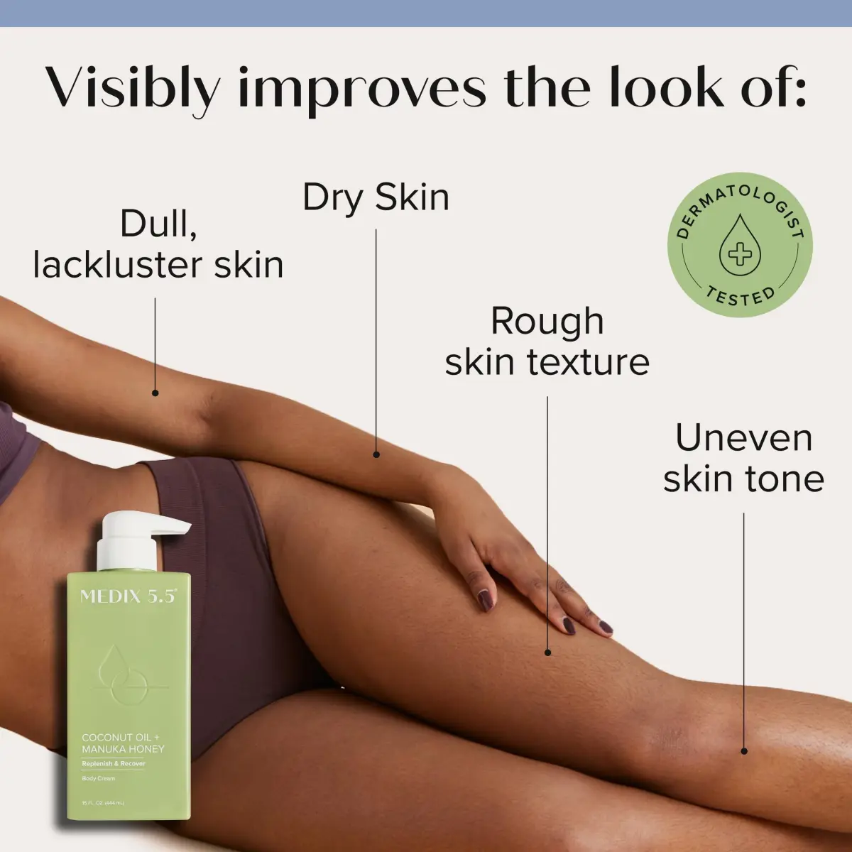 Medix 5.5 Coconut Oil & Manuka Honey Cream | 15 Fl Oz | Anti-Aging Body Moisturizer for Dry Skin - view 2